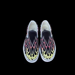 Vans Black and Yellow Flame Sneakers